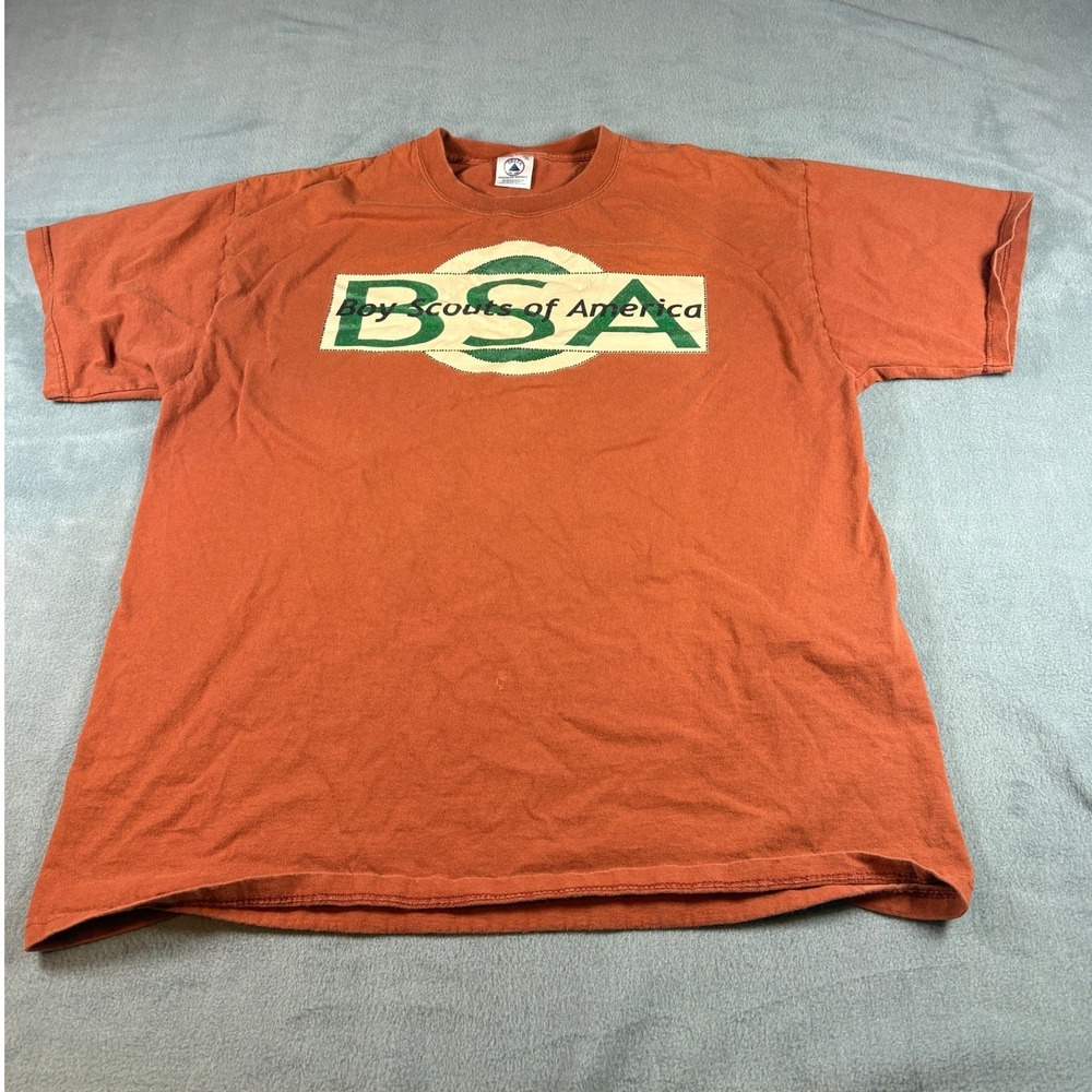Vintage BSA Boy‎ Scouts of America Delta Magnum Weight T-Shirt Orange XL